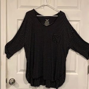 Black silver sparkle striped tunic